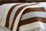 Textured crochet lapghan draped over foot of bed. thumbnail