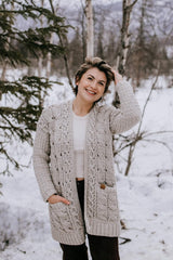Crochet Kit - Cozy Cabled Crochet Cardigan image 1 thumbnail