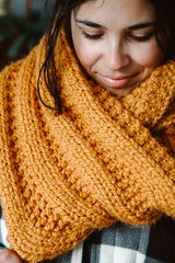 Close up of woman with bulky cowl thumbnail