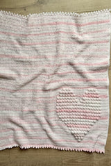 Full view of blanket showing heart in lower right corner and picot border.  thumbnail