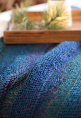 Close up of knit blanket showing textured stripes. thumbnail