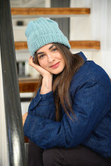 Blue crochet hat thumbnail