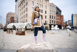 model wearing many handmade knit and crochet items  thumbnail