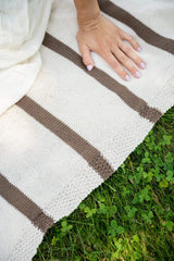 close up of cream and brown striped throw thumbnail