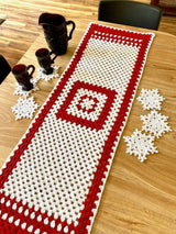 Crochet Kit - Holiday Table Runner & Snowflake Coaster Set image 1 thumbnail