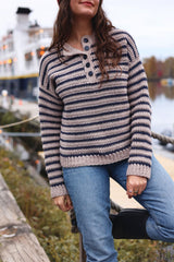 Crochet Kit - Mariniere Striped Henley image 1 thumbnail