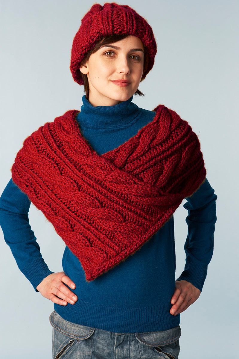 Cabled Wrap And Hat Pattern (Knit) - Version 2 – Lion Brand Yarn Canada
