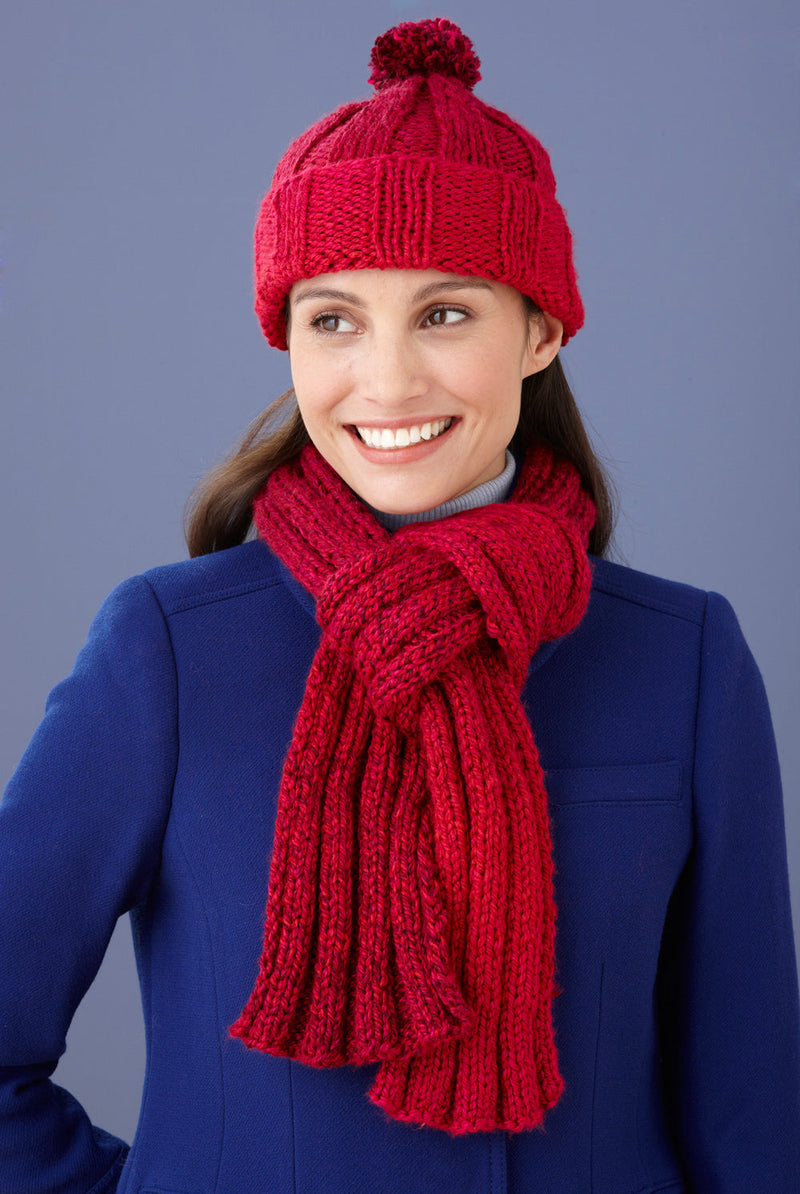 Ribbed Hat And Scarf Pattern (Knit) - Version 2 – Lion Brand Yarn Canada
