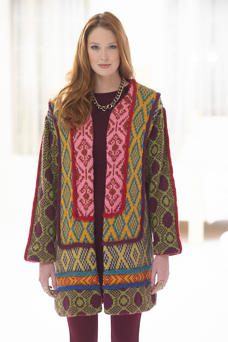 Tapestry Panel Coat Pattern (Knit) – Lion Brand Yarn Canada